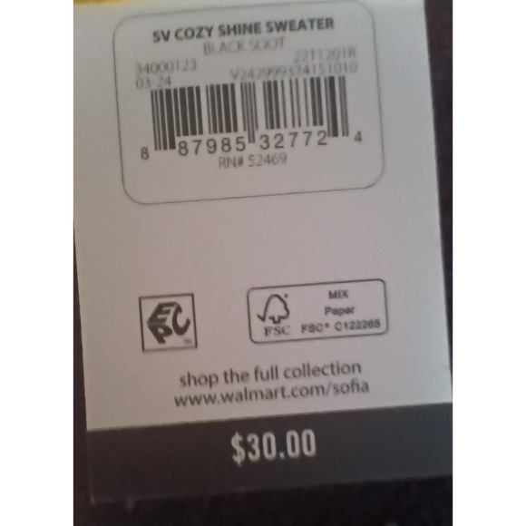 NEW Sofia Vergara Black Sparkly Turtleneck Cold Shoulder Sweater - Size L - Picture 5 of 5